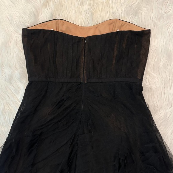 Marchesa Notte Strapless Textured Tulle Gown Corset Formal Black Tie Dress Black - Picture 12 of 16
